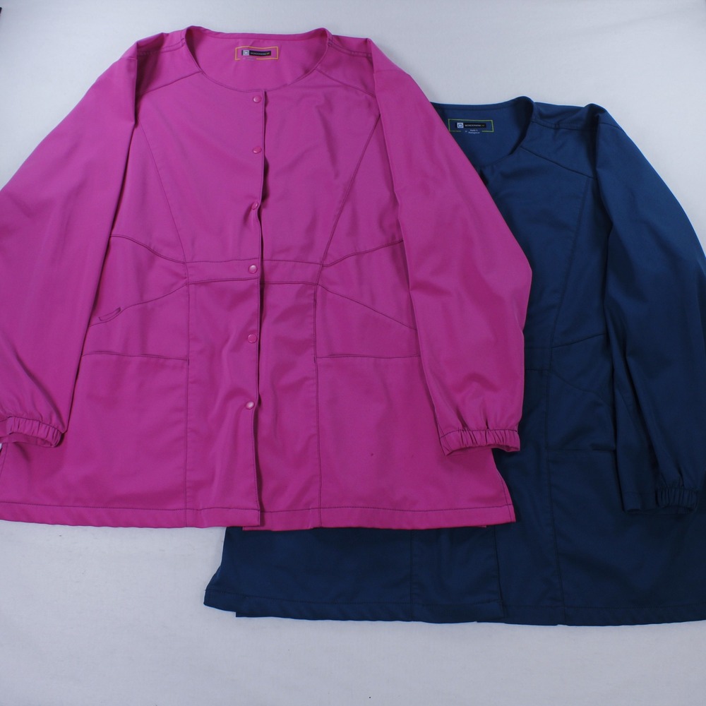 Lot of 2 WonderWink HP Women 2XL Scrub Jackets Snap Front Medical Nursing